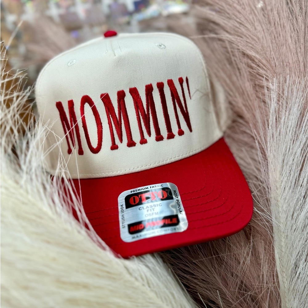 OTTO Cream and Red 'Mommin' Kids Hat